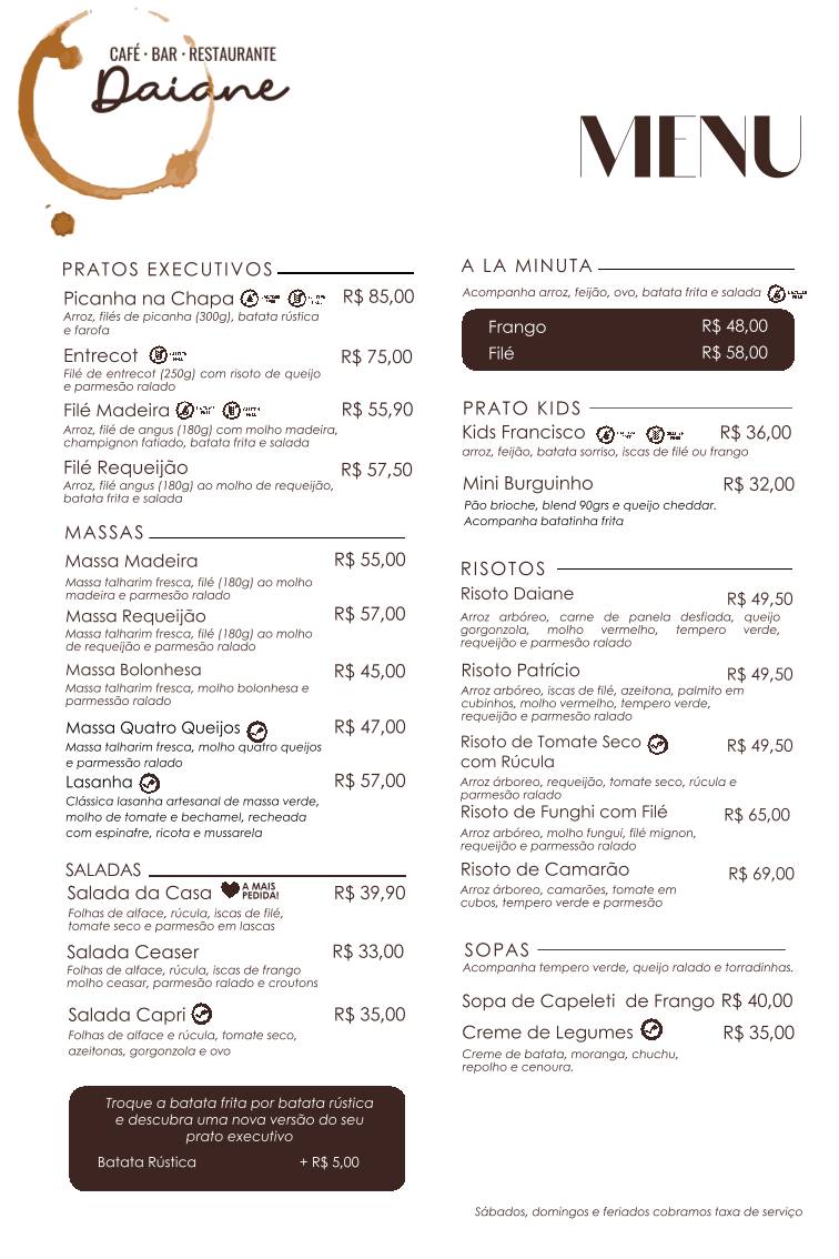 Café Daiane cardápio