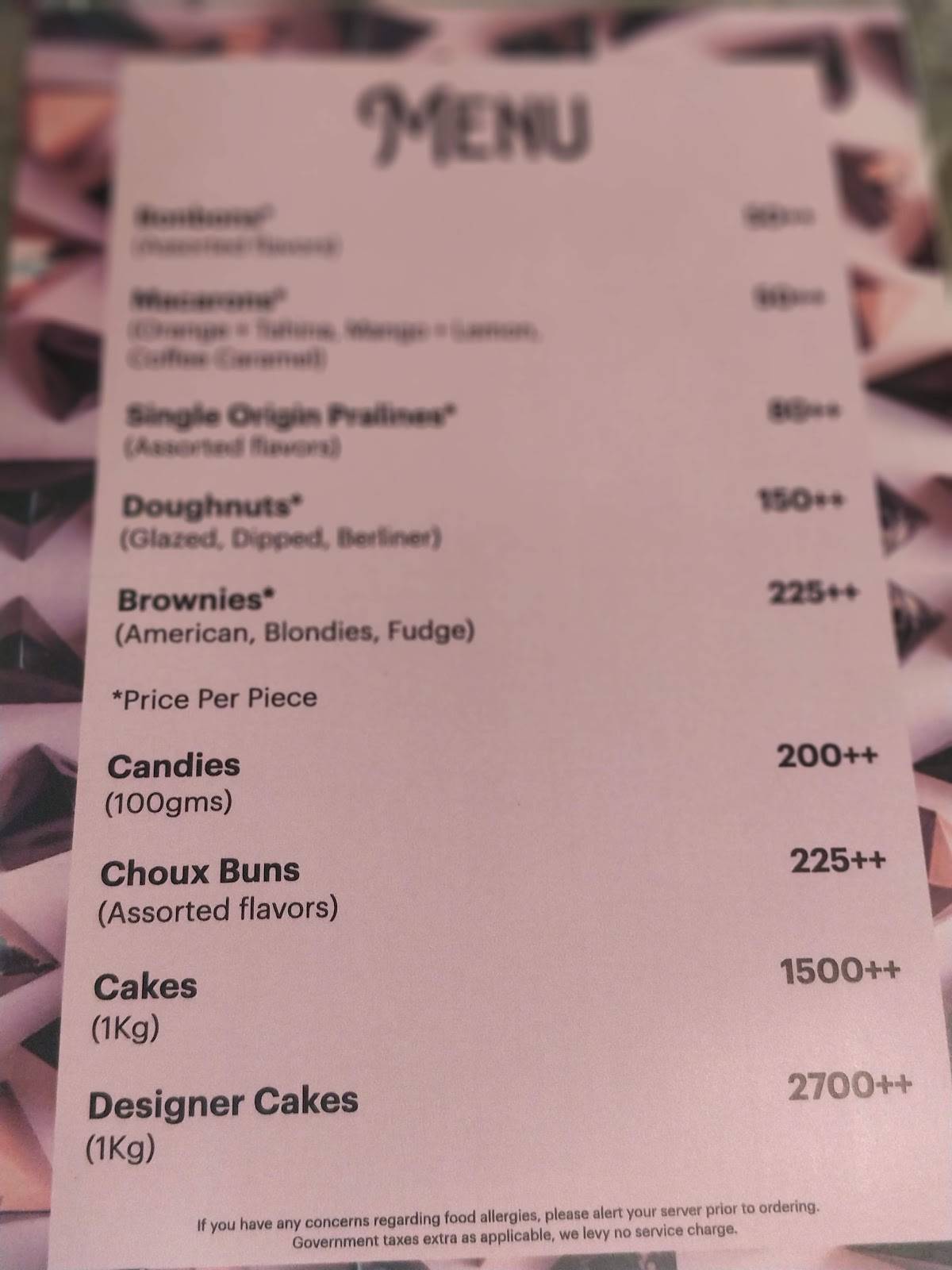 Daily Treats menu