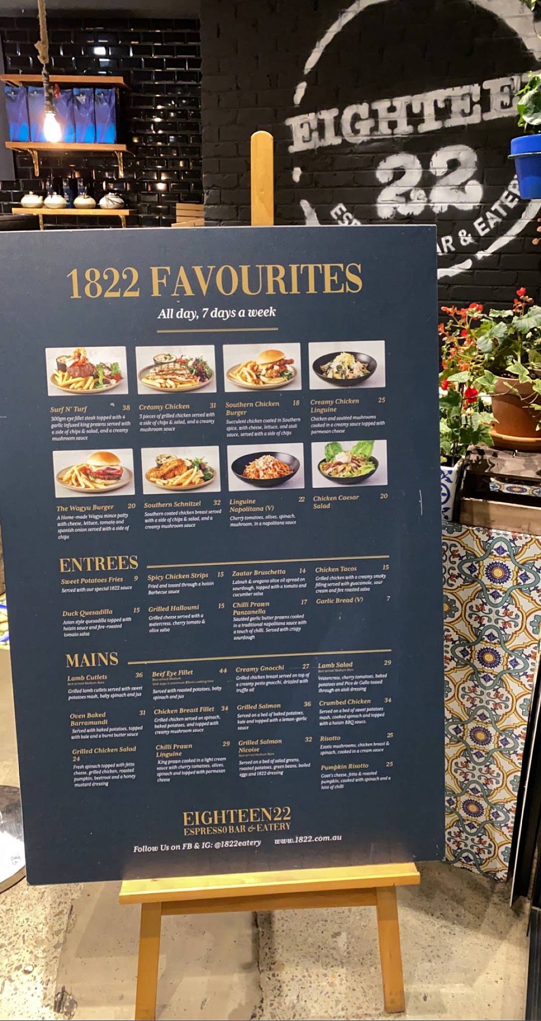 Menu at Eighteen22 Casual Dining Punchbowl cafe, Punchbowl