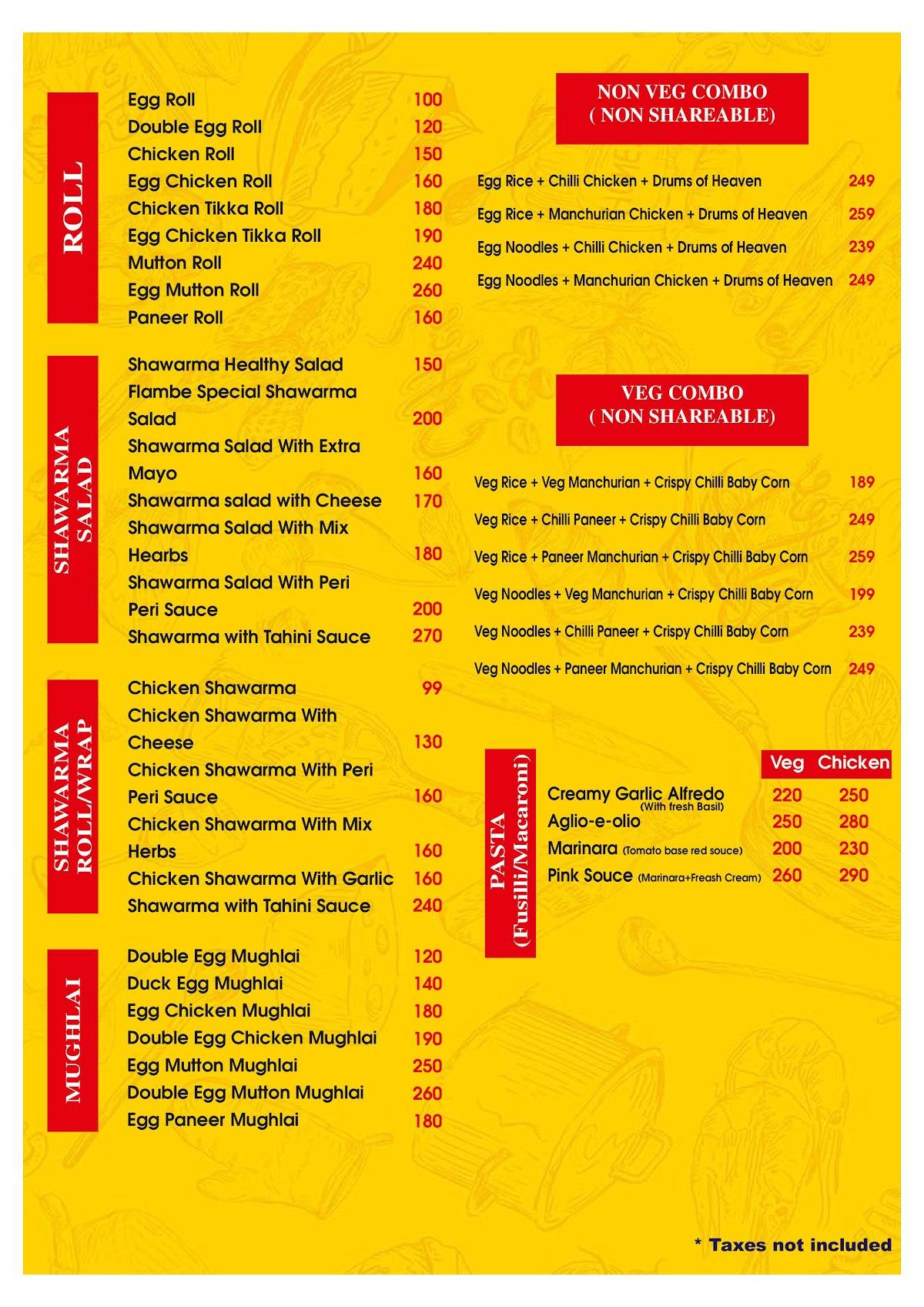 Flambe menu