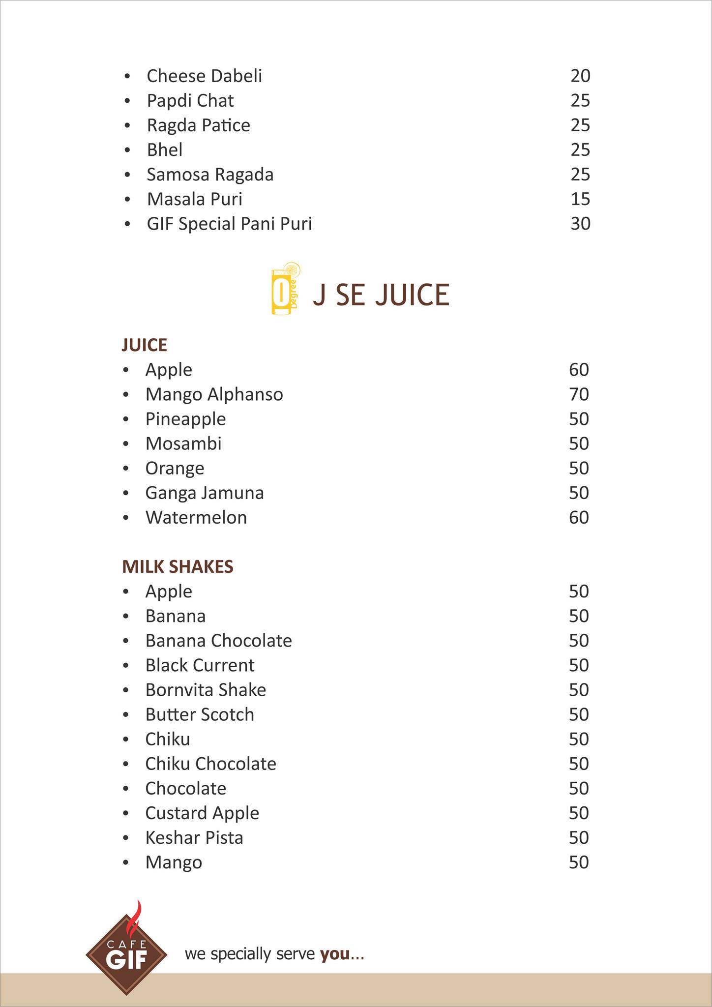 Cafe GIF menu