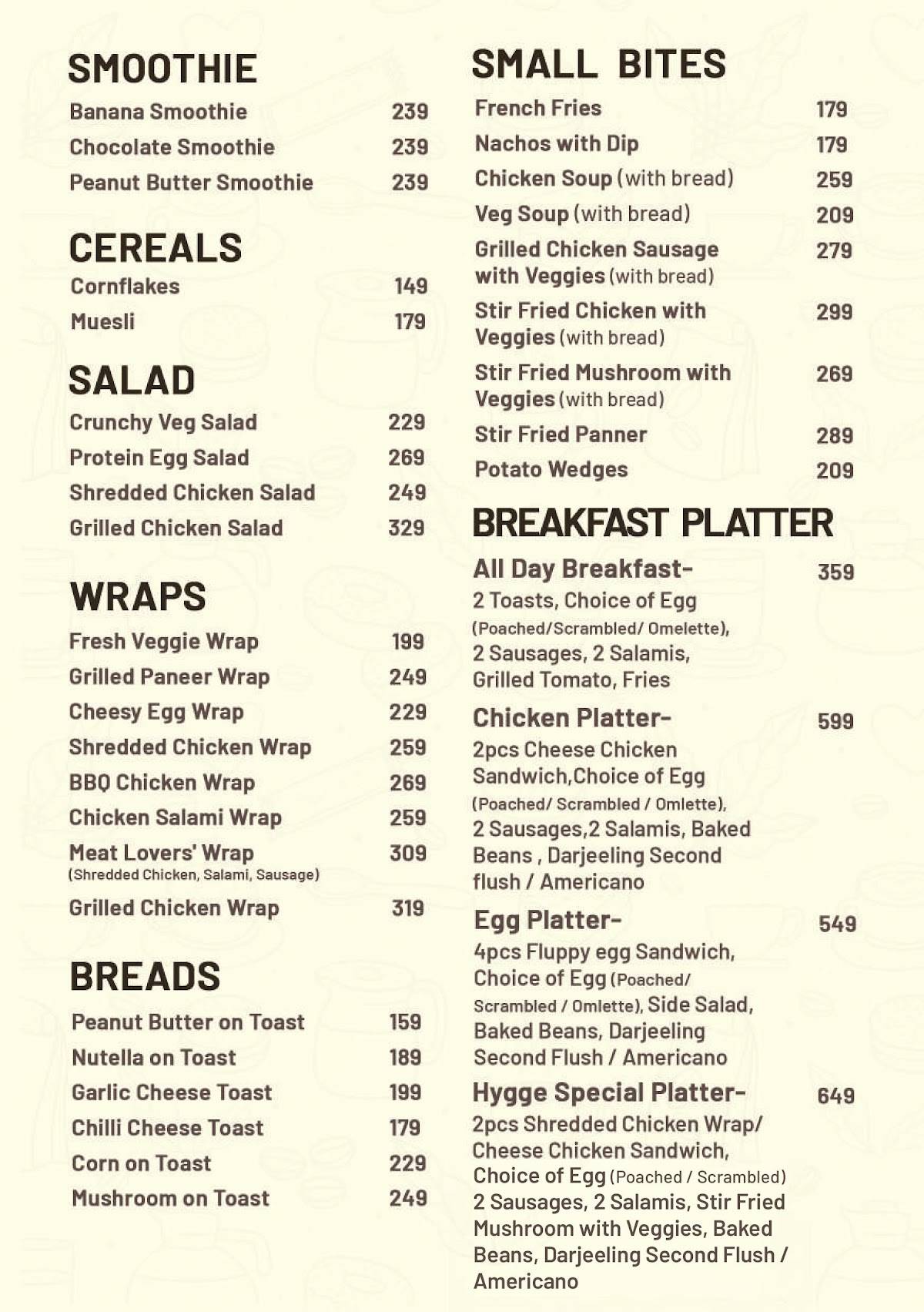 HYGGE menu