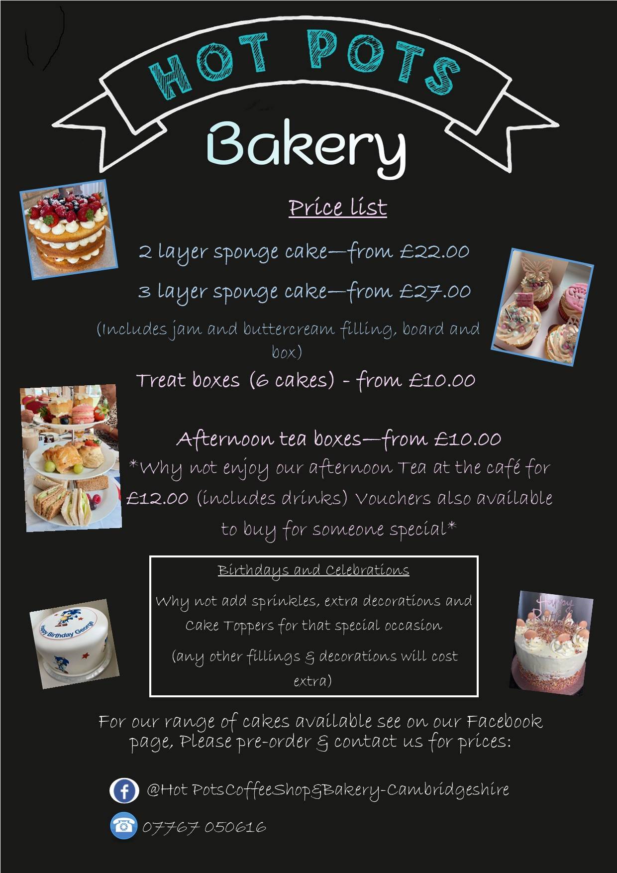 Menu at Hot Pots Coffee Shop & Bakery Cambridgeshire, March