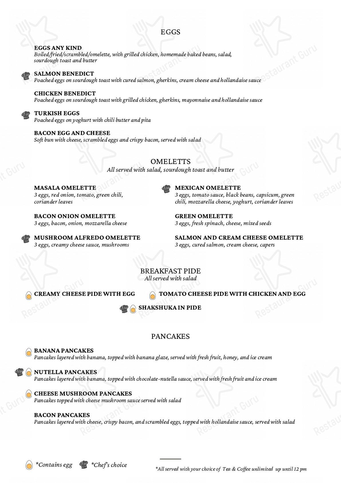 InDa Café menu - dishes and beverages