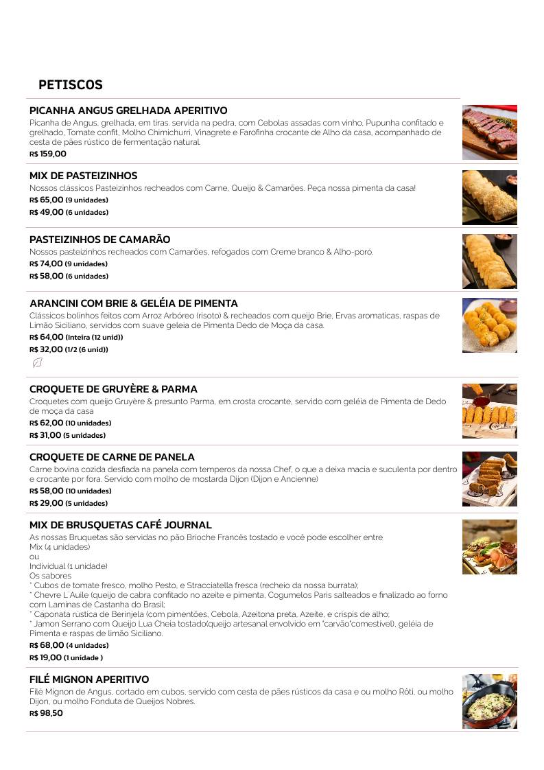 Café Journal cardápio