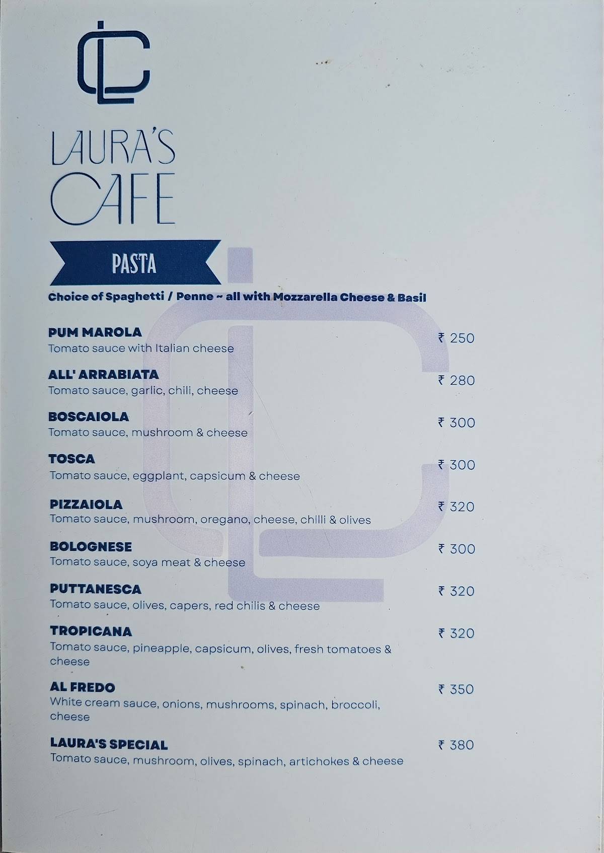 Laura's Café menu