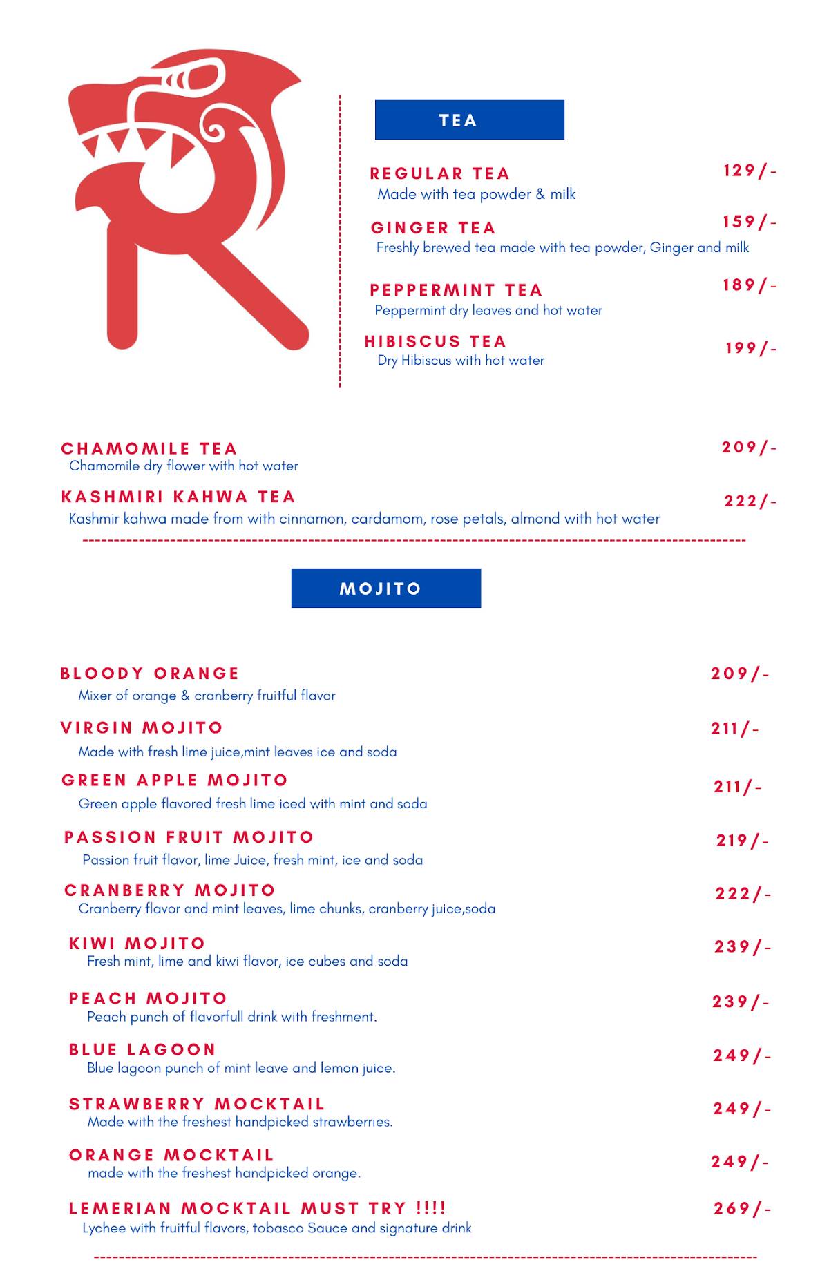 Lemerian Workin Cafe menu