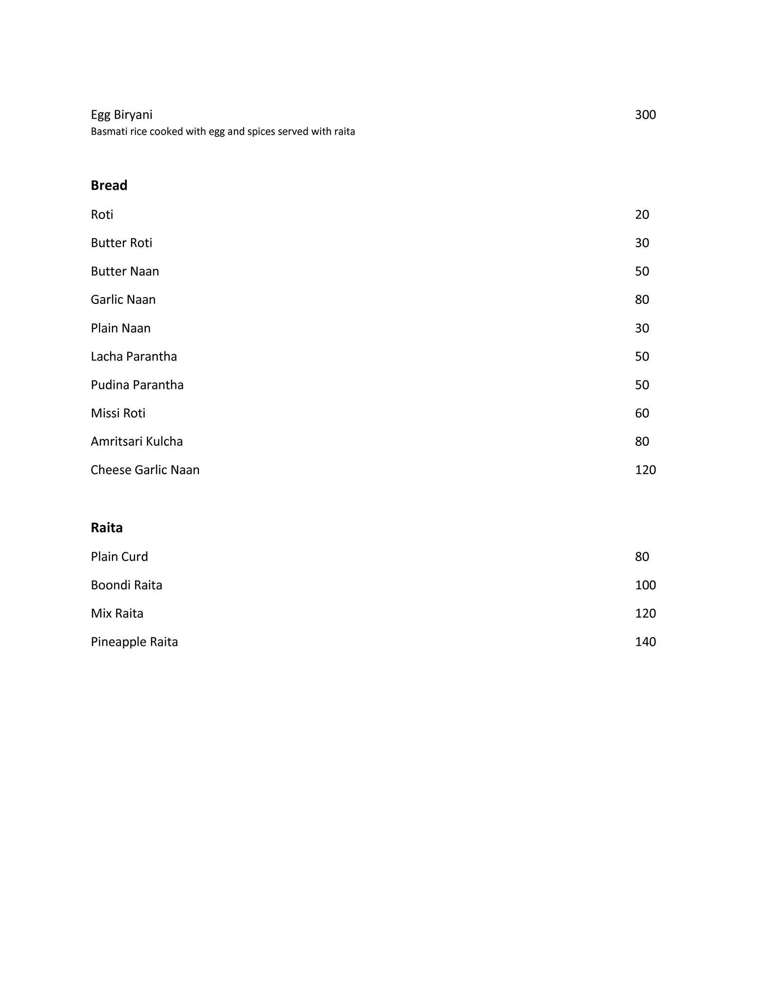 Cafe Live menu