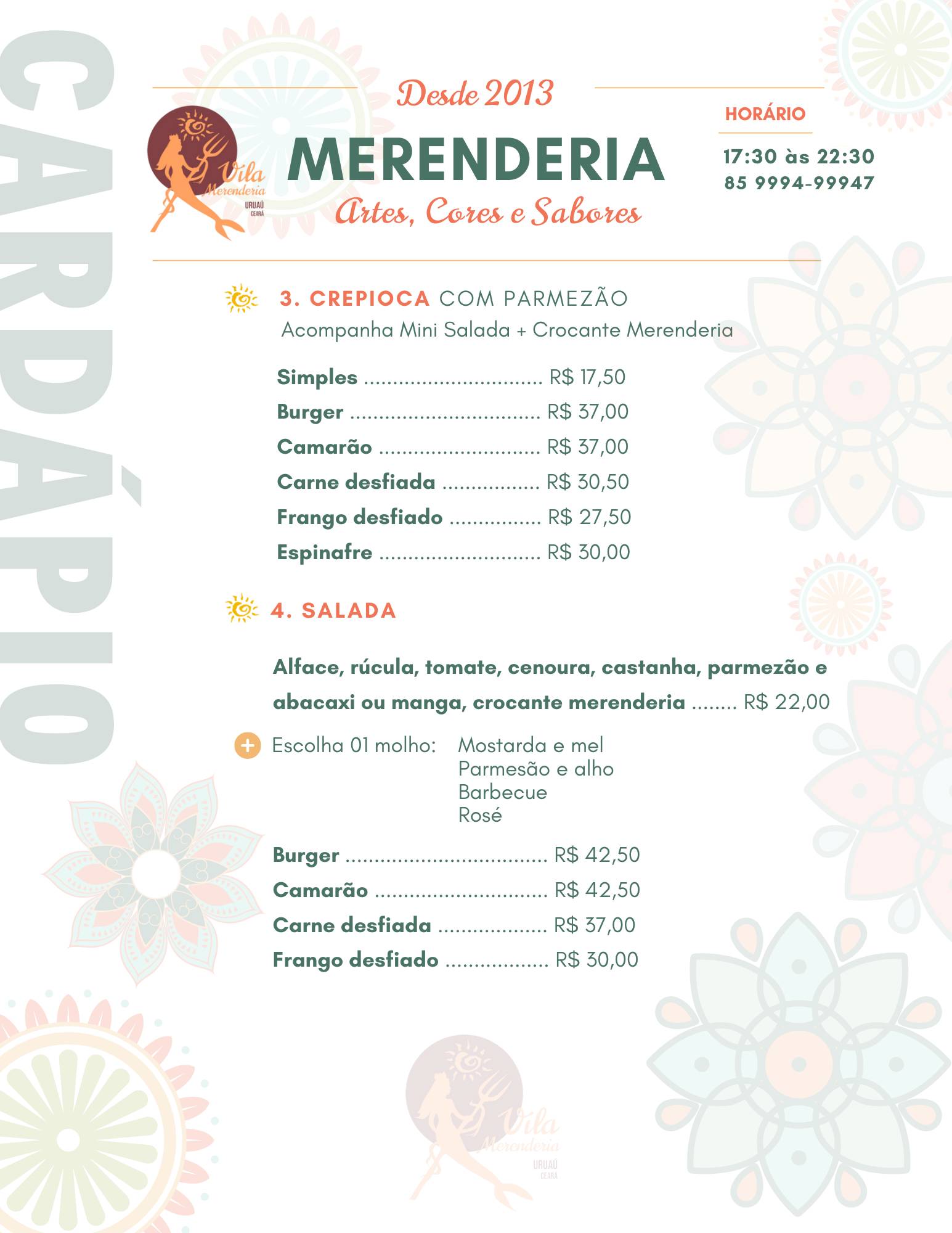 Merenderia - Imbassai cardápio