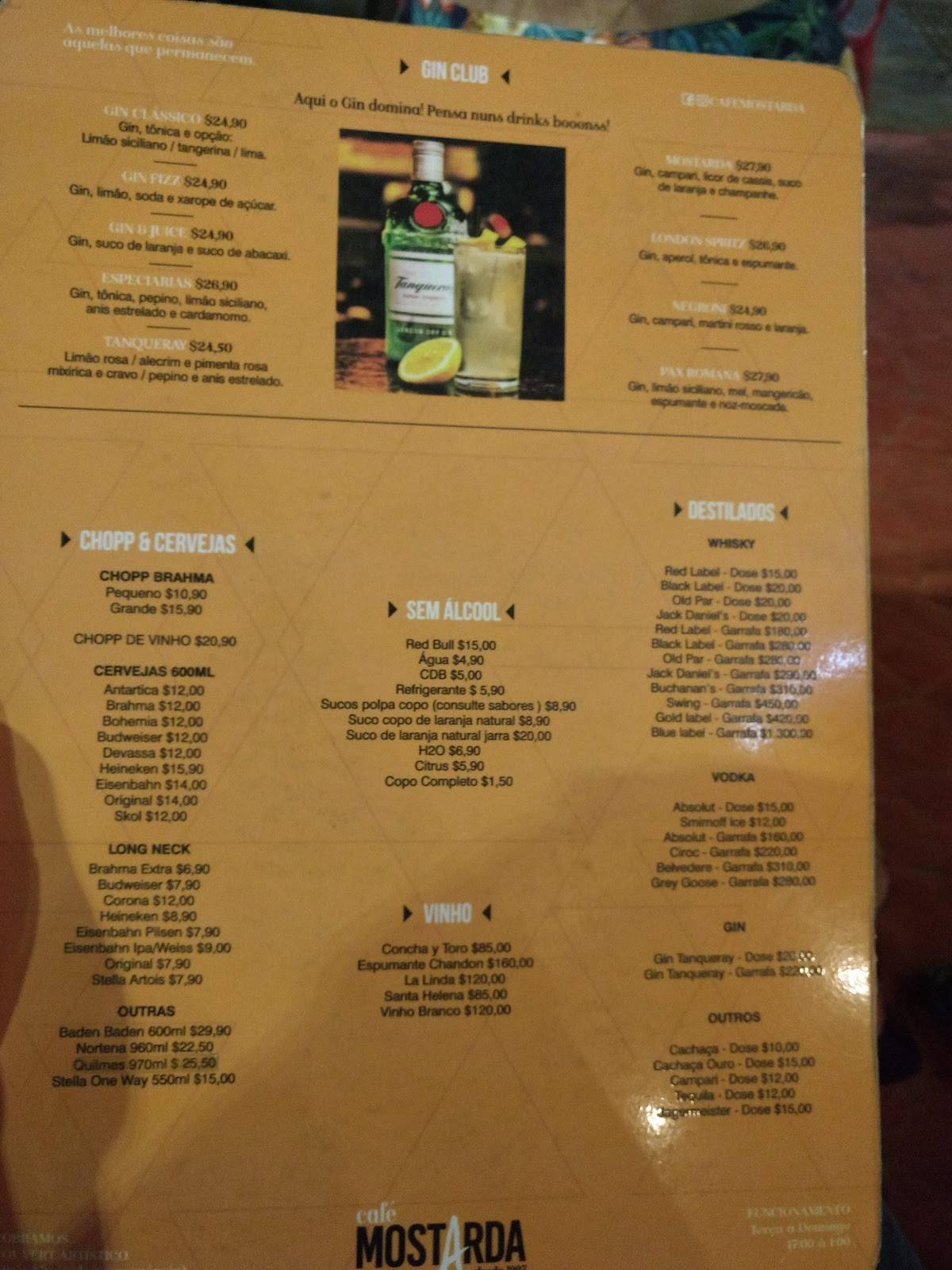 Café Mostarda Bar e Restaurante cardápio