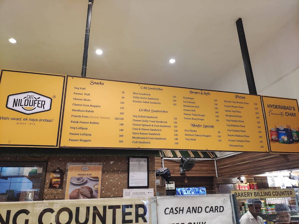 Cafe Niloufer menu