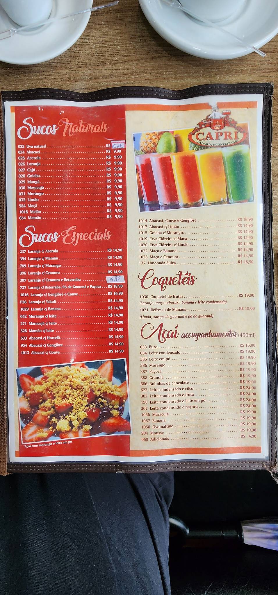 Padaria Capri cardápio