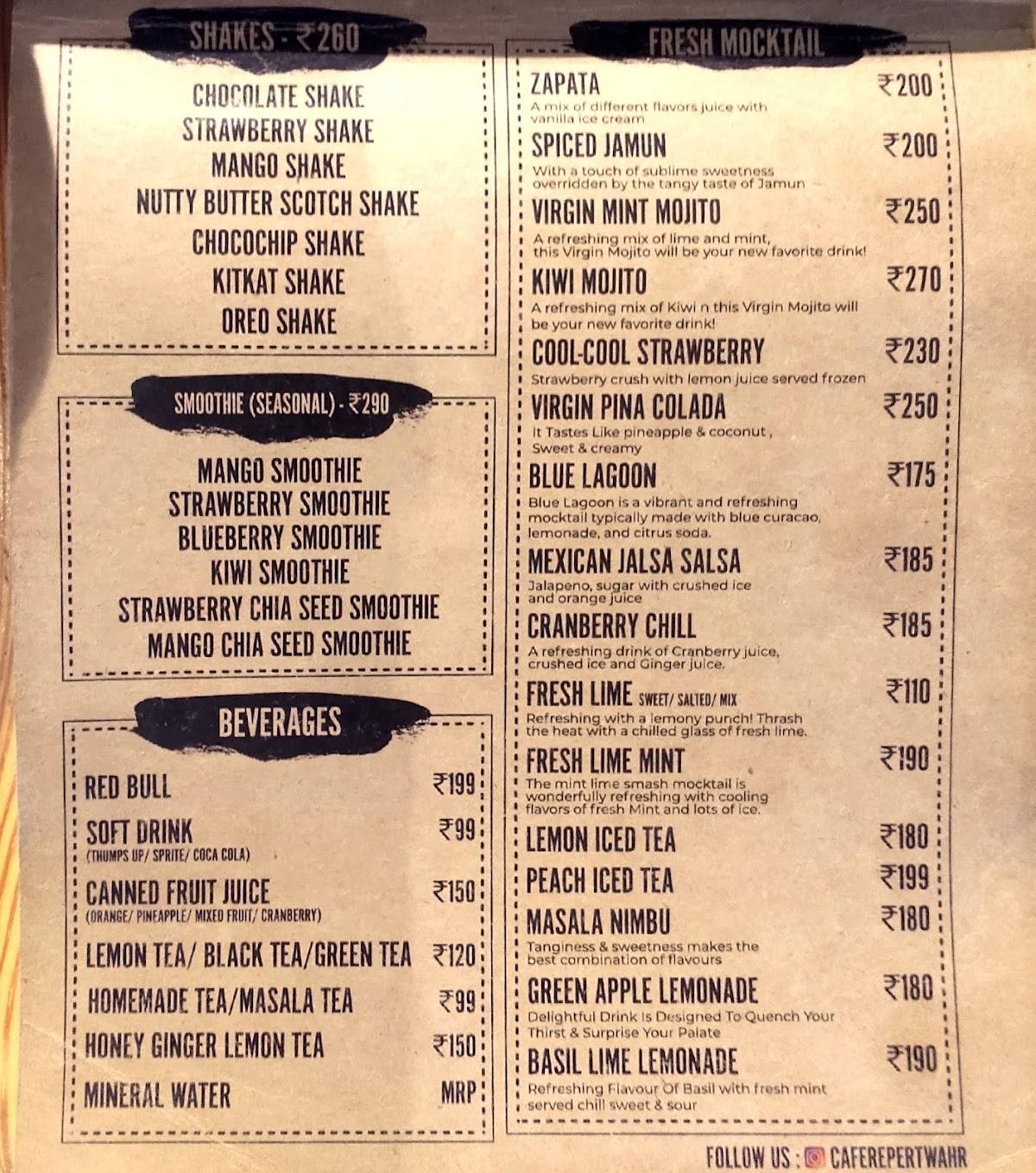 Cafe Repertwahr menu