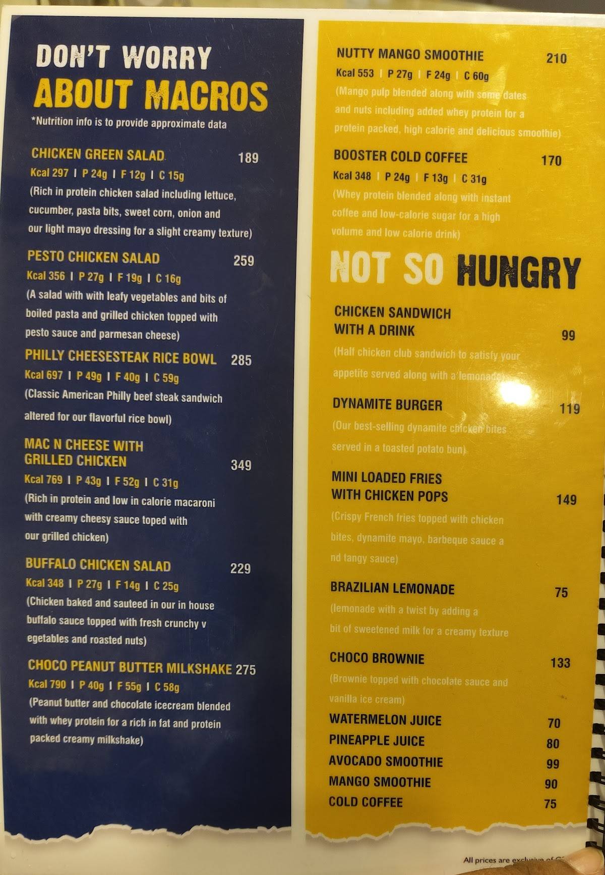 Sanstown Restocafe menu