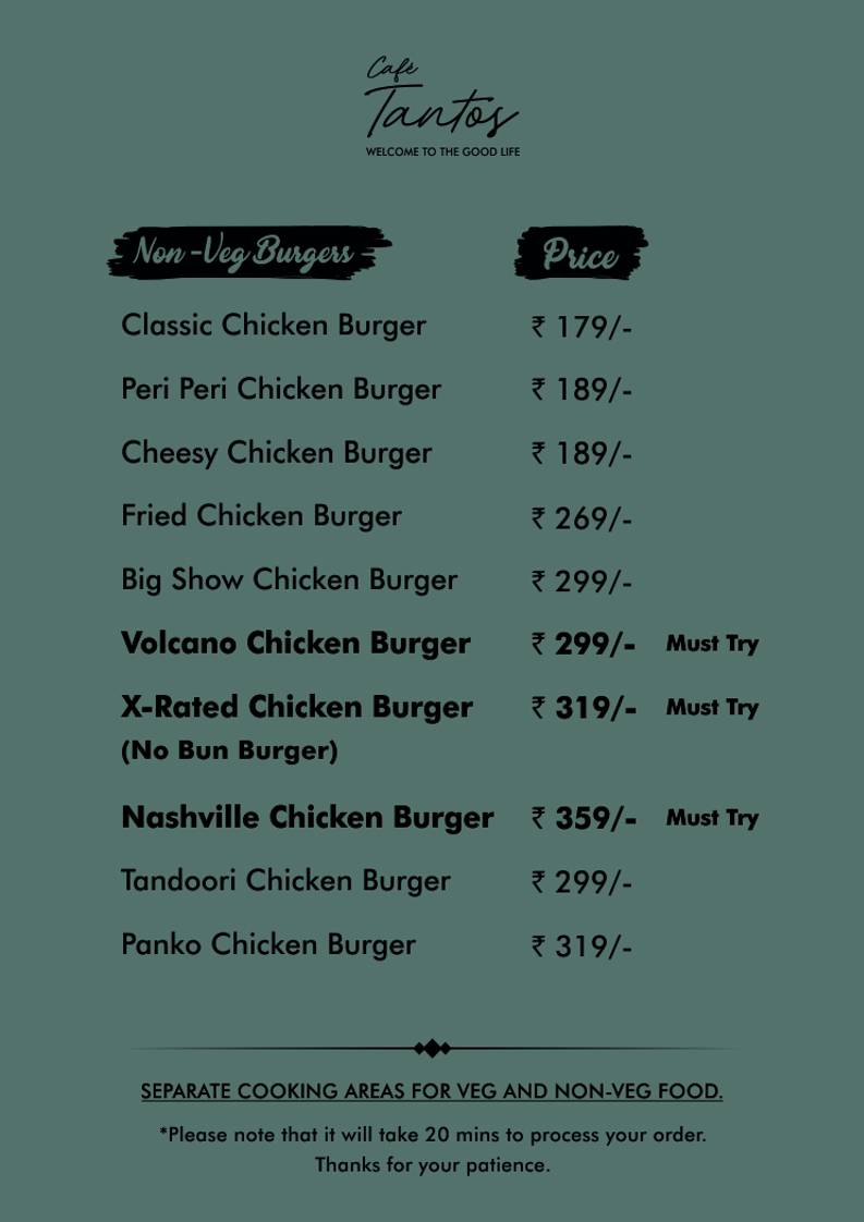 Café Tantos menu