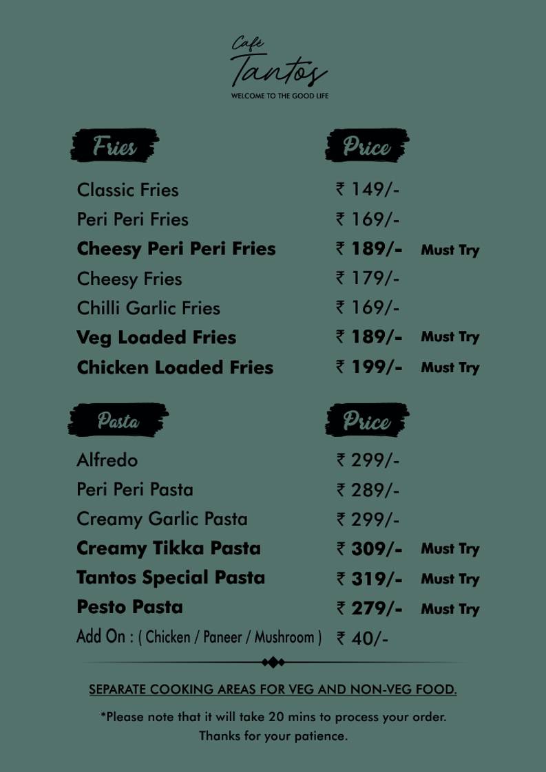 Café Tantos menu