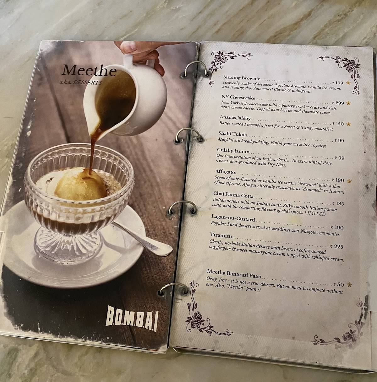 The BOMBAI menu
