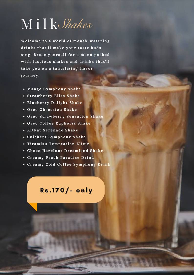 The Bibliophilia Café menu