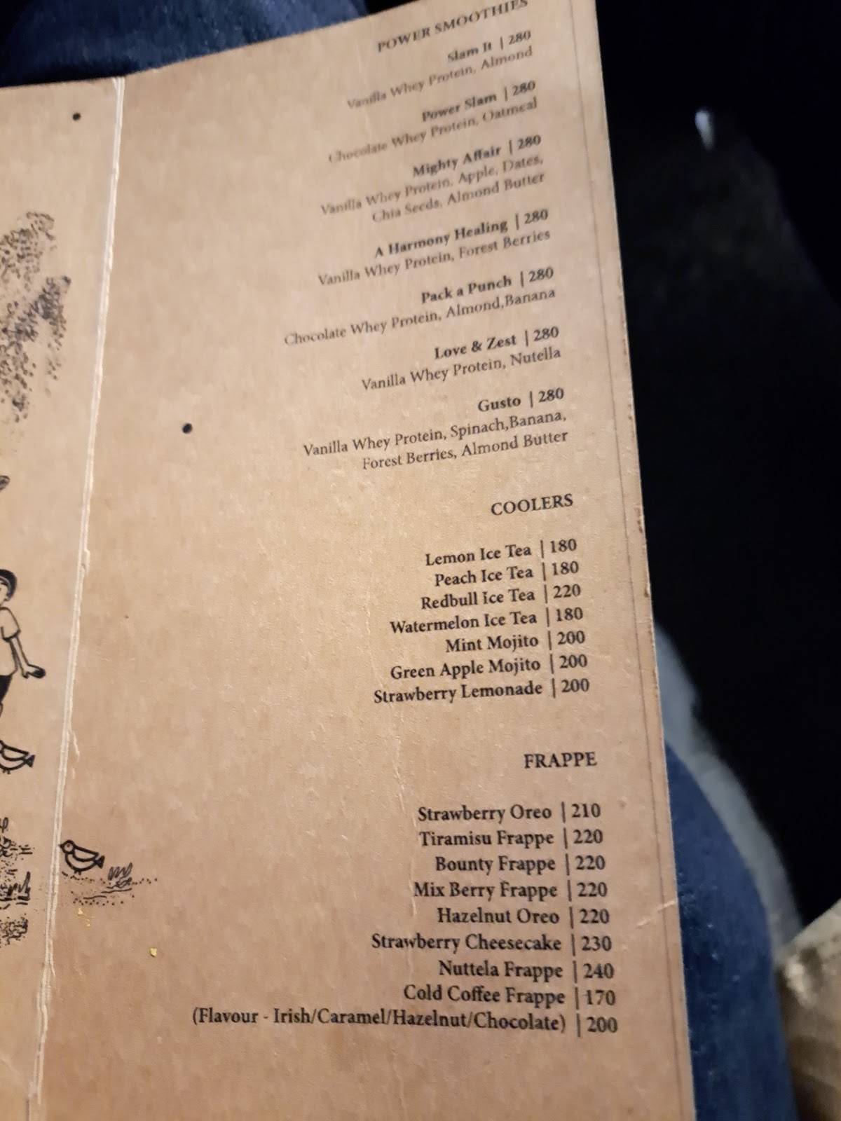 The Gallery Cafe menu