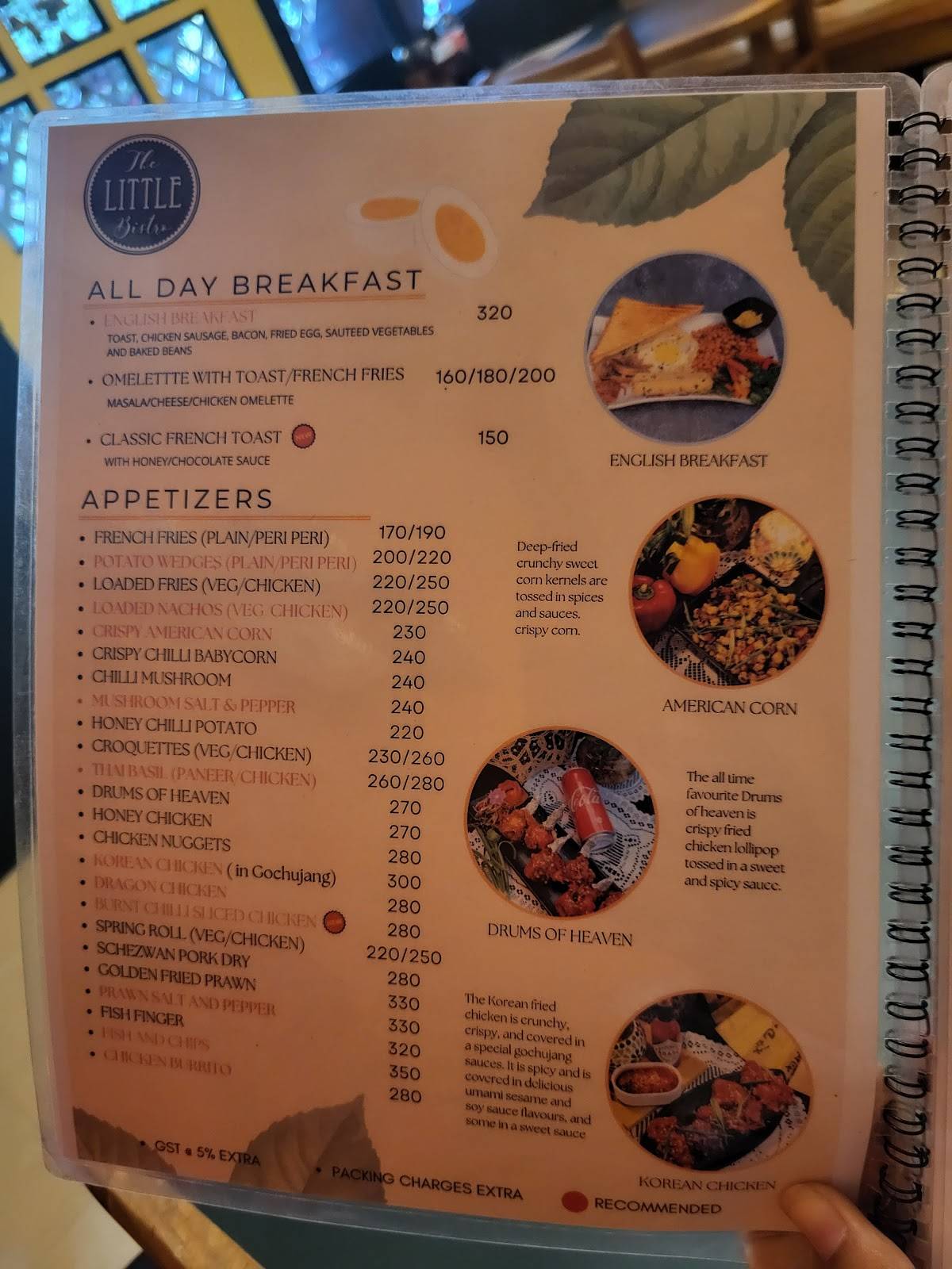 The Little Bistro menu