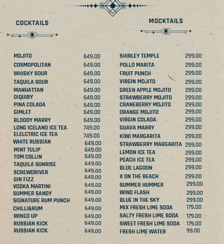 The Nest Cafe and Bar Kashipur menu