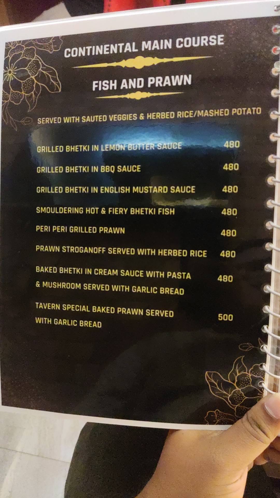 The Tavern Cafe menu