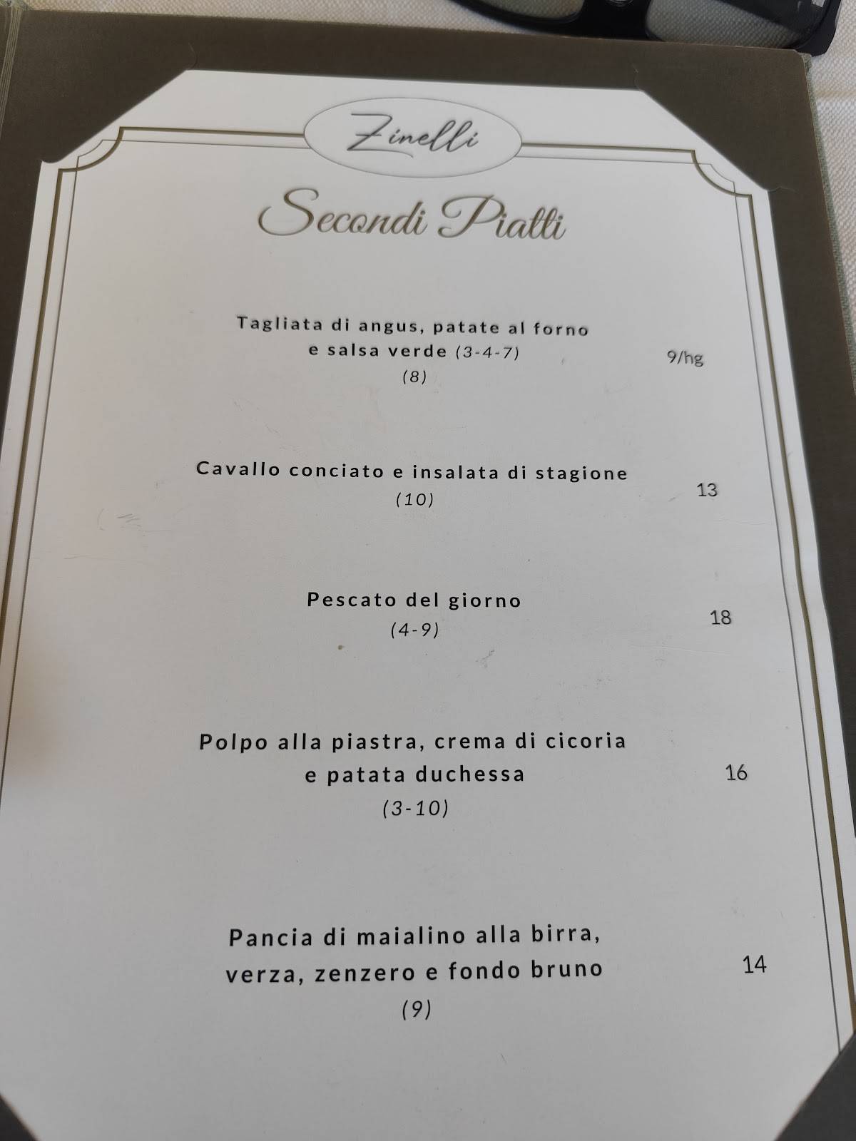 Menu di Zinelli Bistrot Wine Bar 