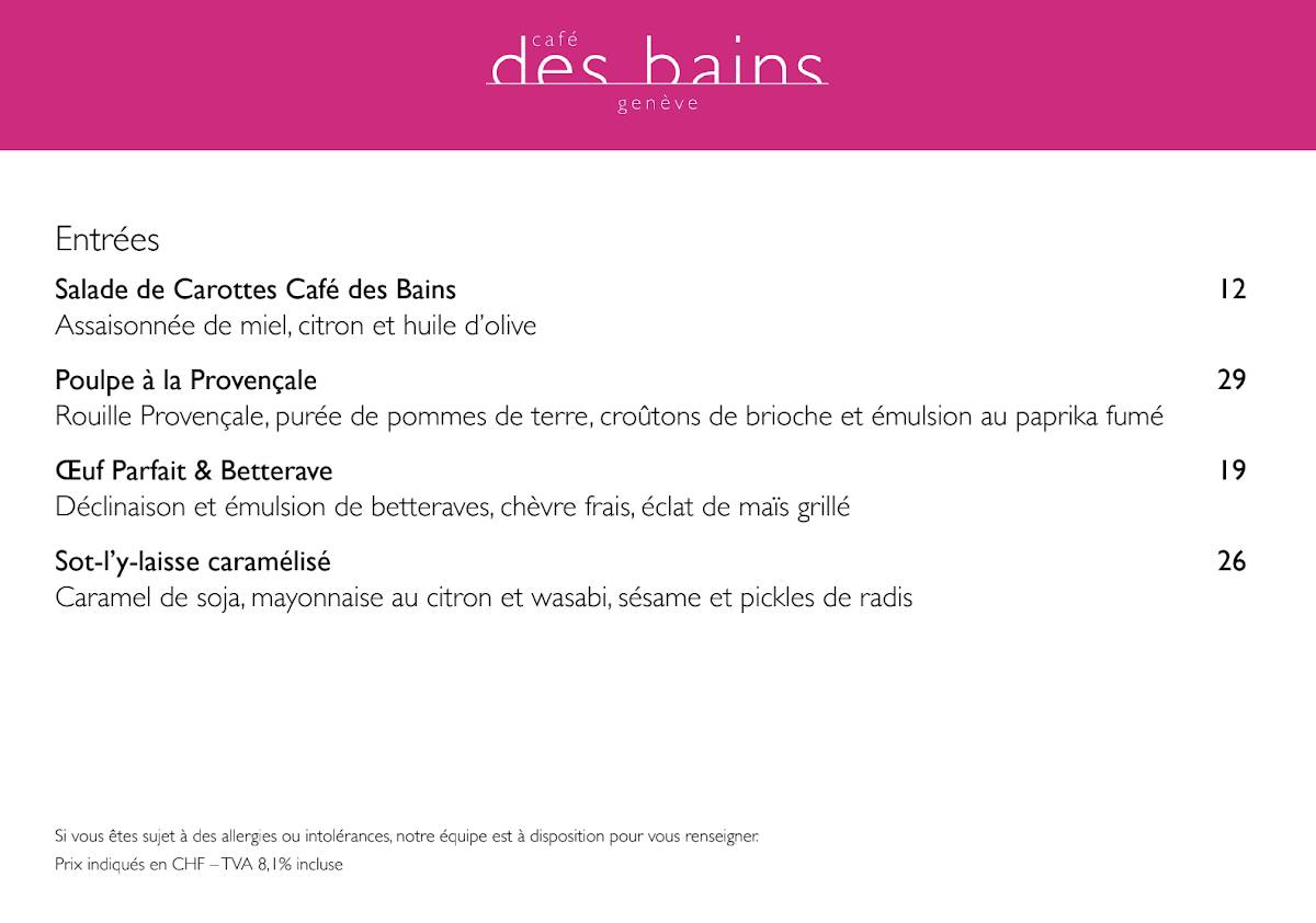 Menu di Café des Bains 