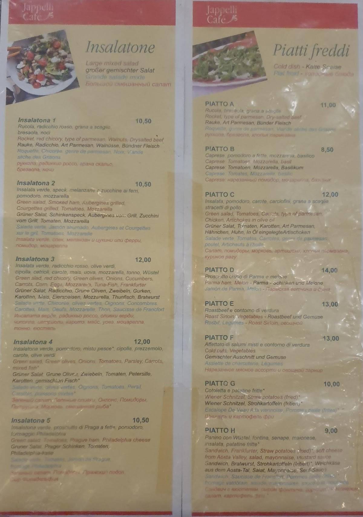 Menu di Jappelli Caffè 