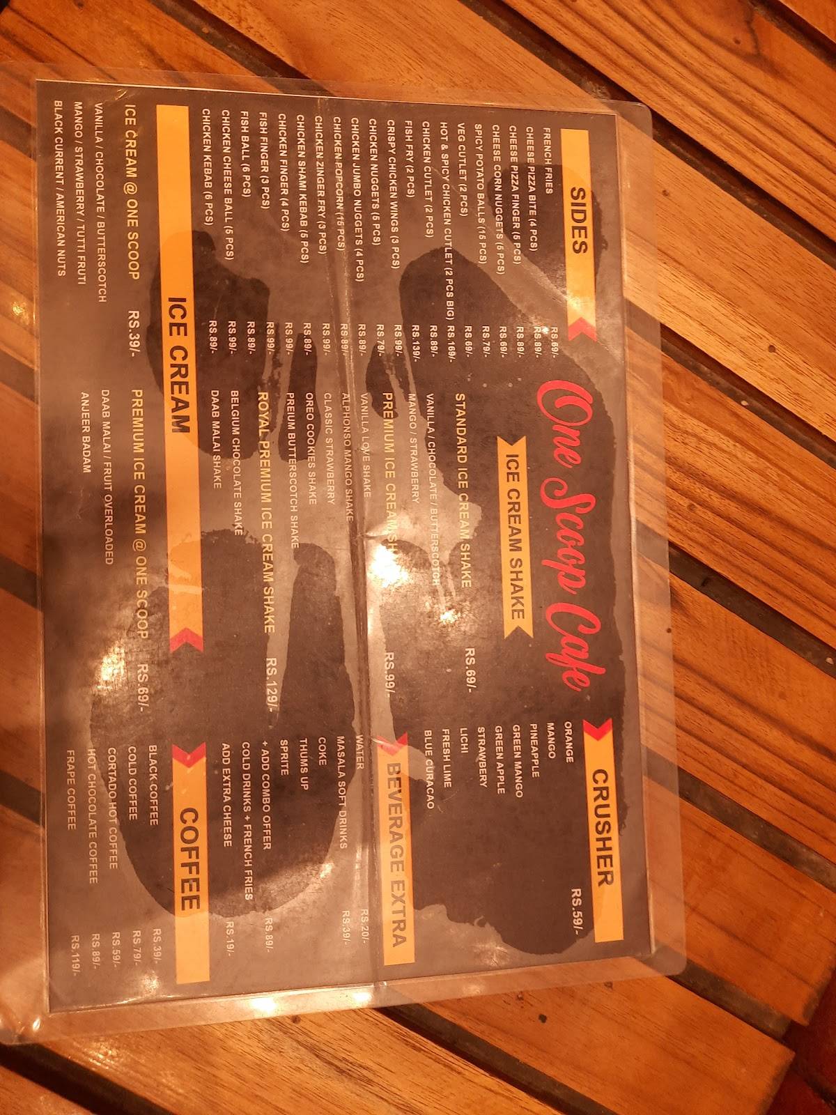 One Scoop Cafe menu