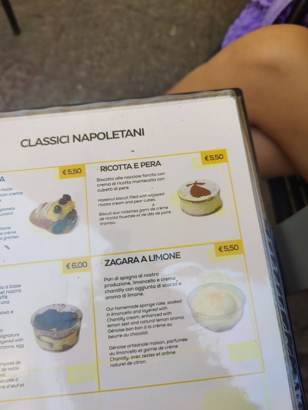 Menu di Pasticceria Giovanni Scaturchio 