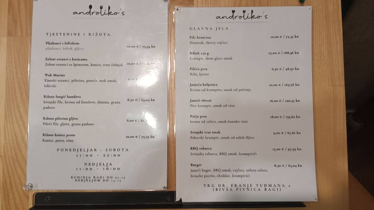 Menu di Caffe "In" Našice 