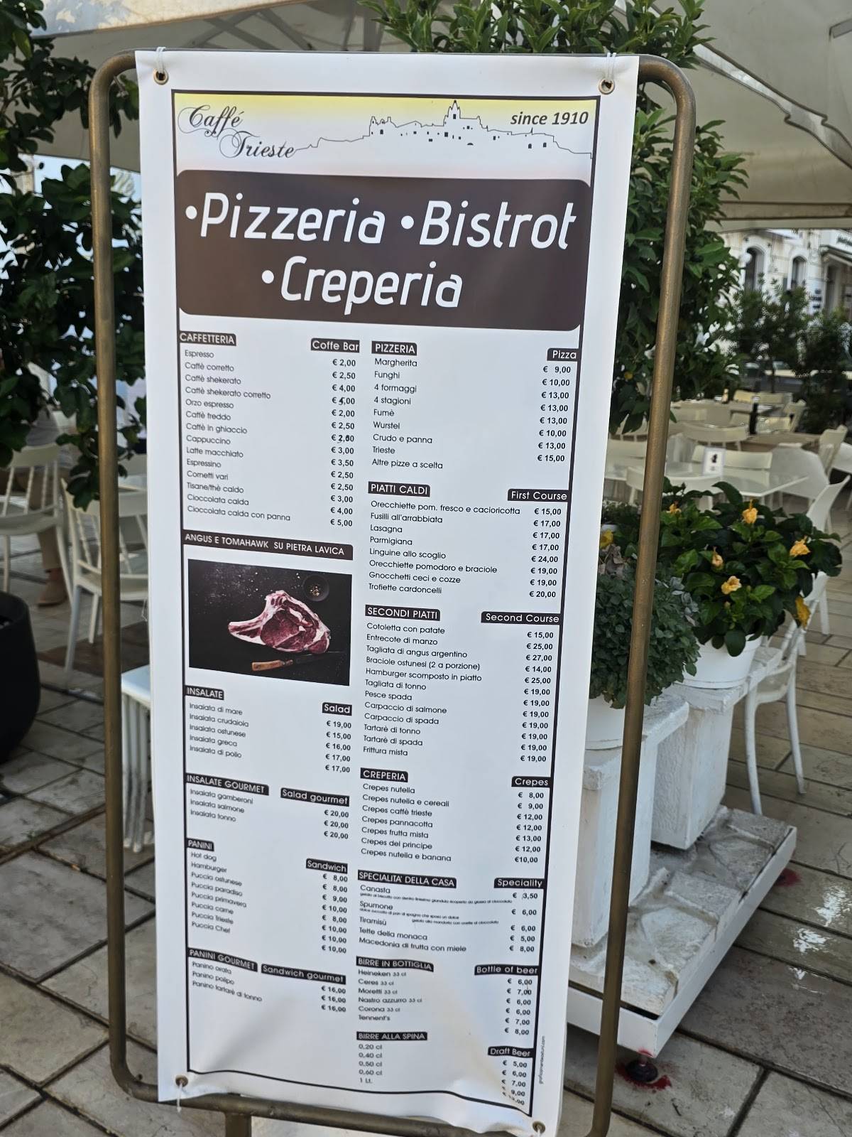 Menu di Caffè Trieste 
