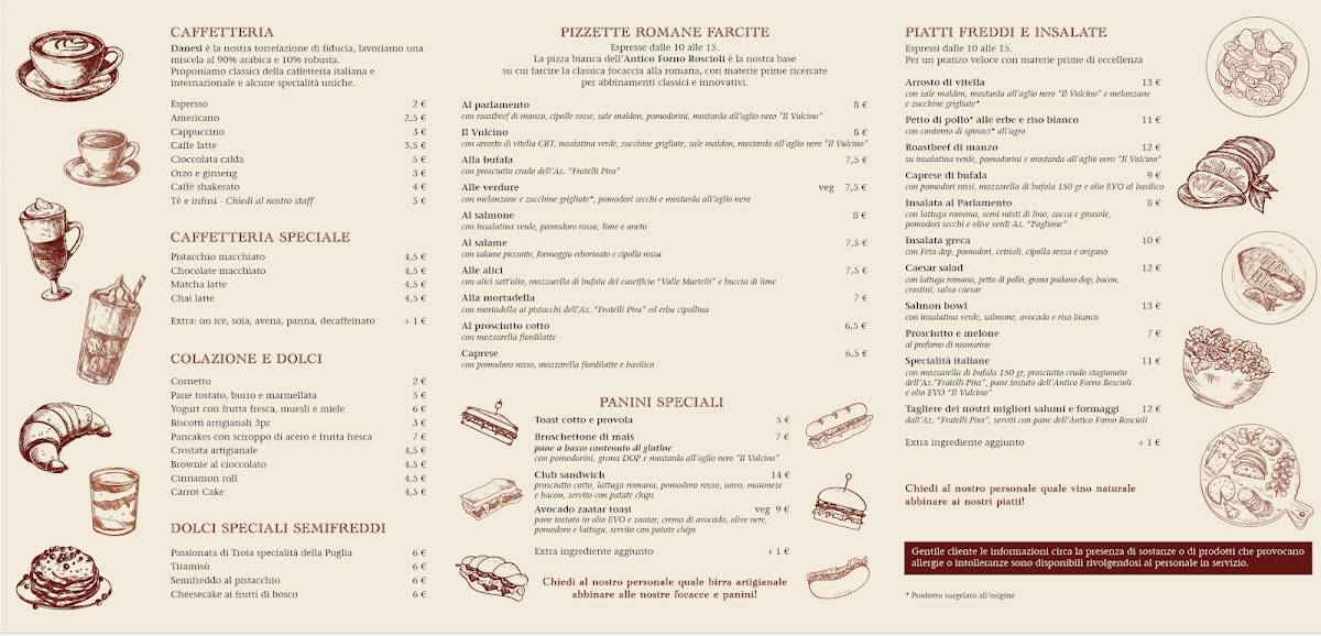 Menu di Caffetteria al Parlamento 