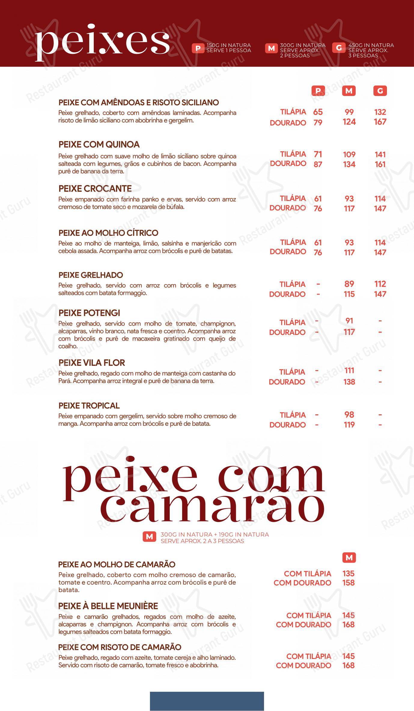 Camarões Potiguar em Natal - Основное меню