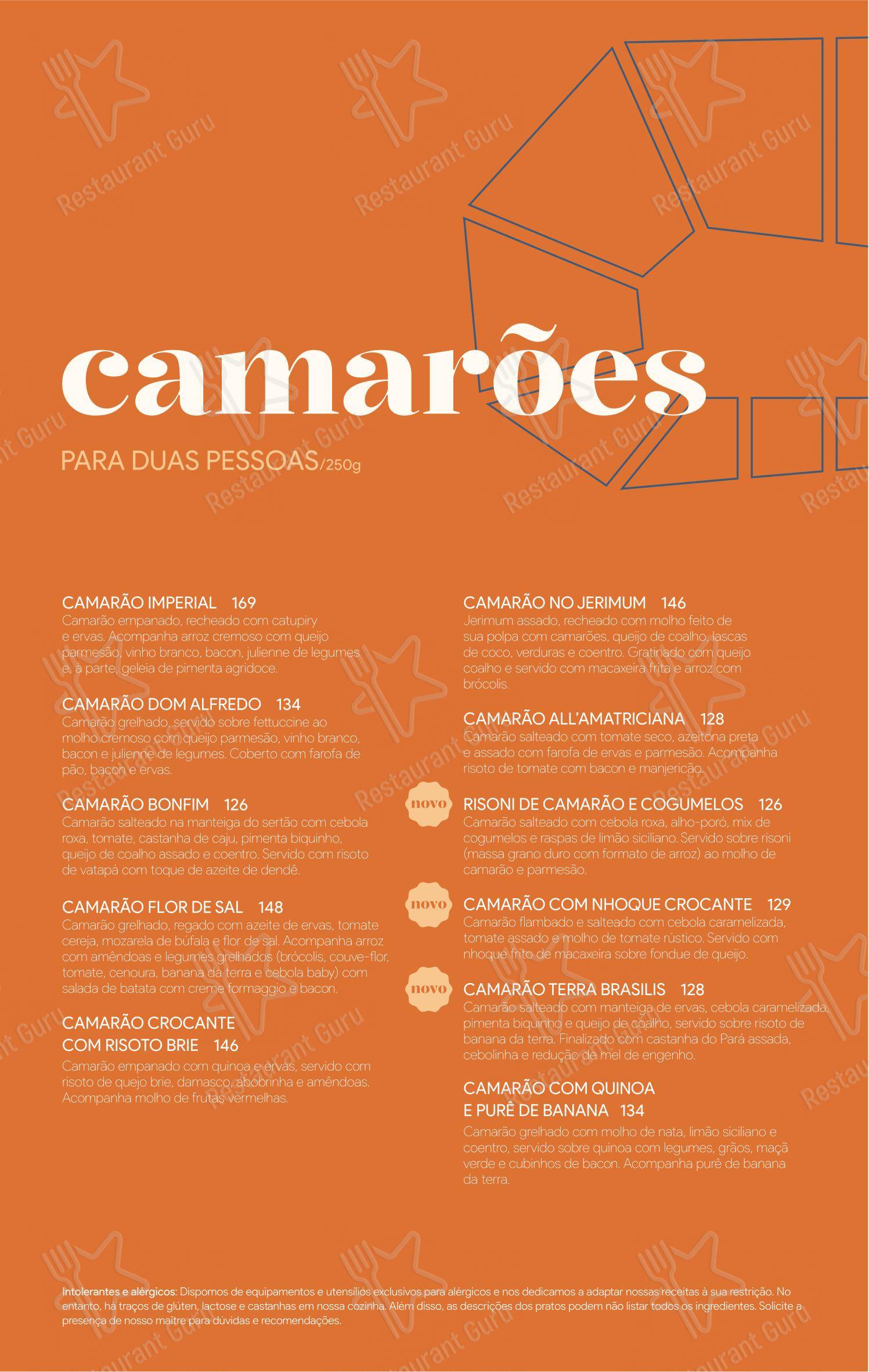 Menu para Camarões Potiguar restaurante