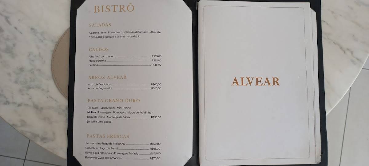 Alvear Cambui - Café e Gastronomia cardápio
