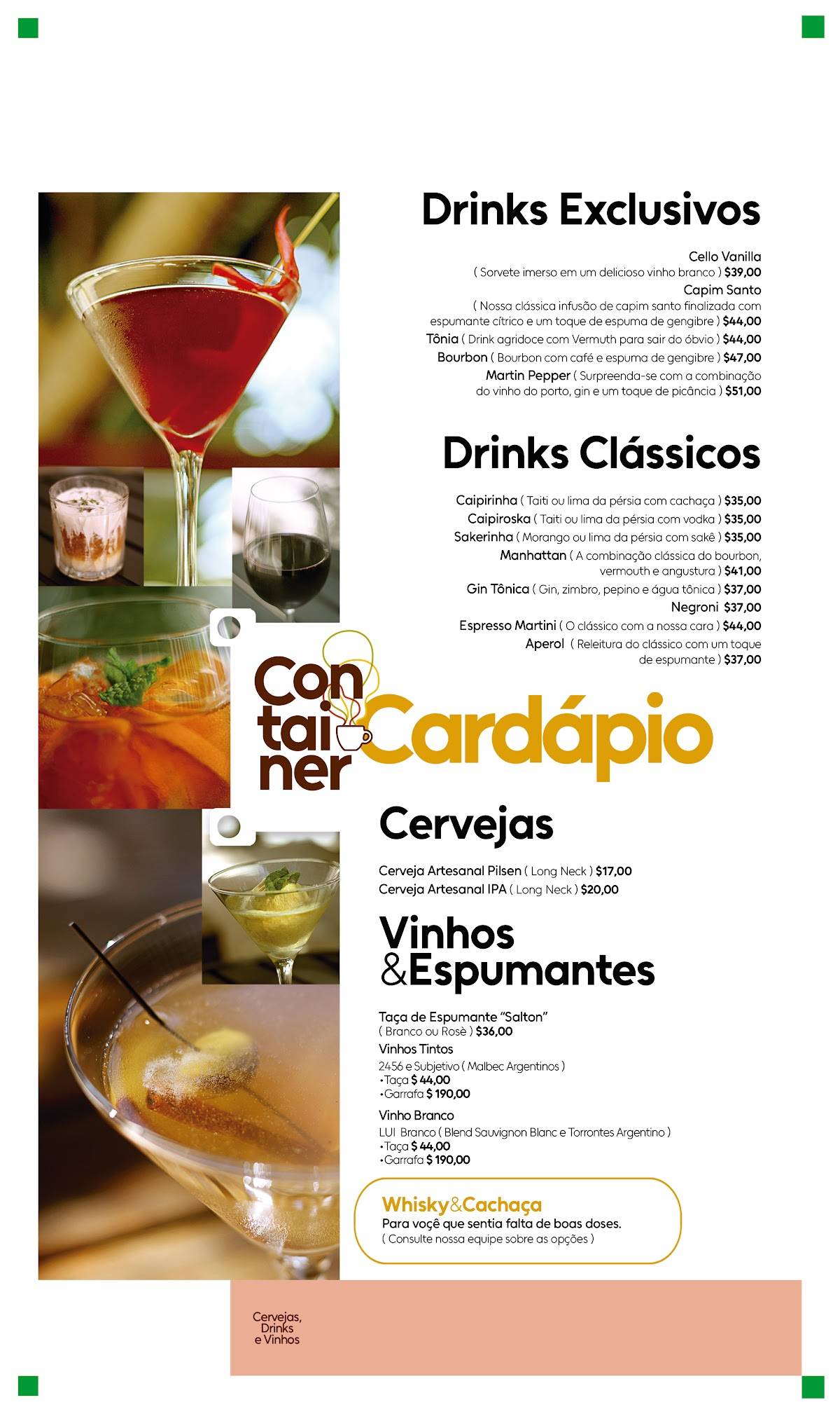 Café Container cardápio