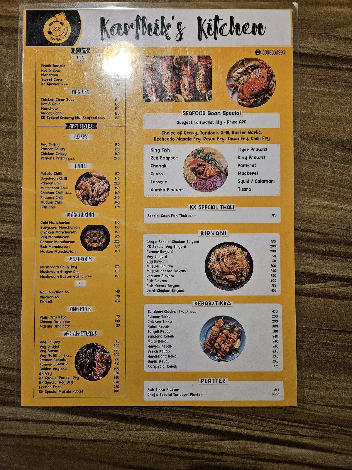 Karthik's Kitchen menu