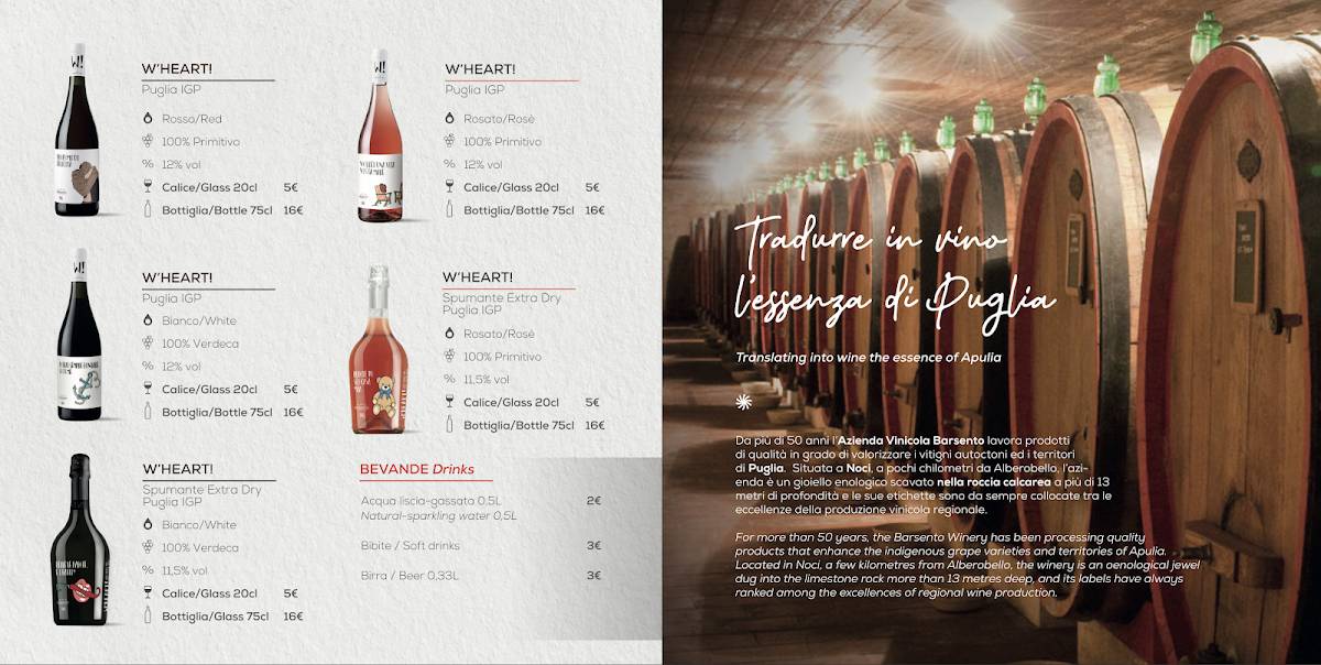 Menu di Cantine Barsento Vini e Bocconi di Puglia 