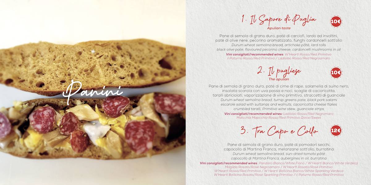 Menu di Cantine Barsento Vini e Bocconi di Puglia 