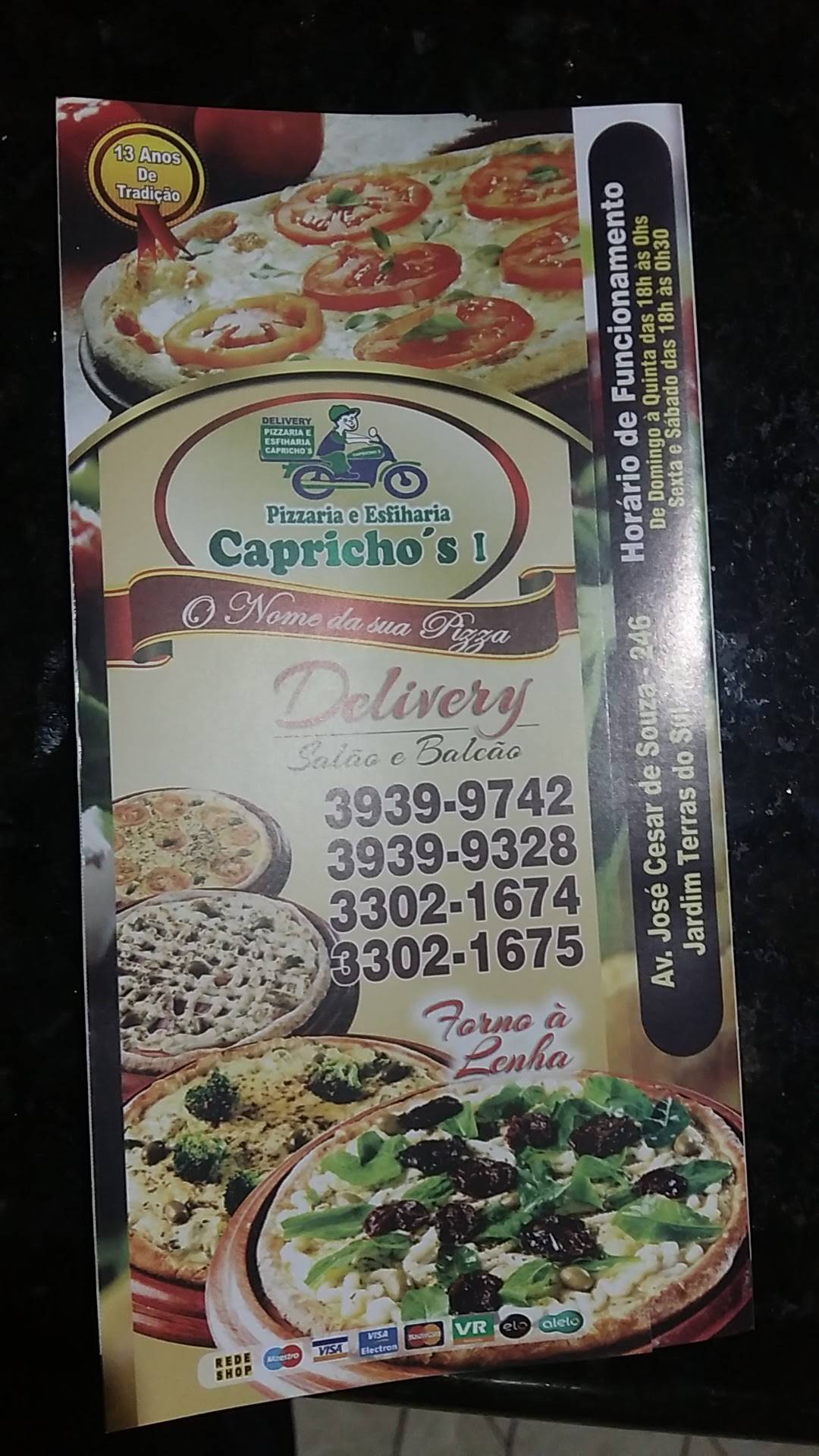 Capricho's Pizzaria e Esfiharia cardápio