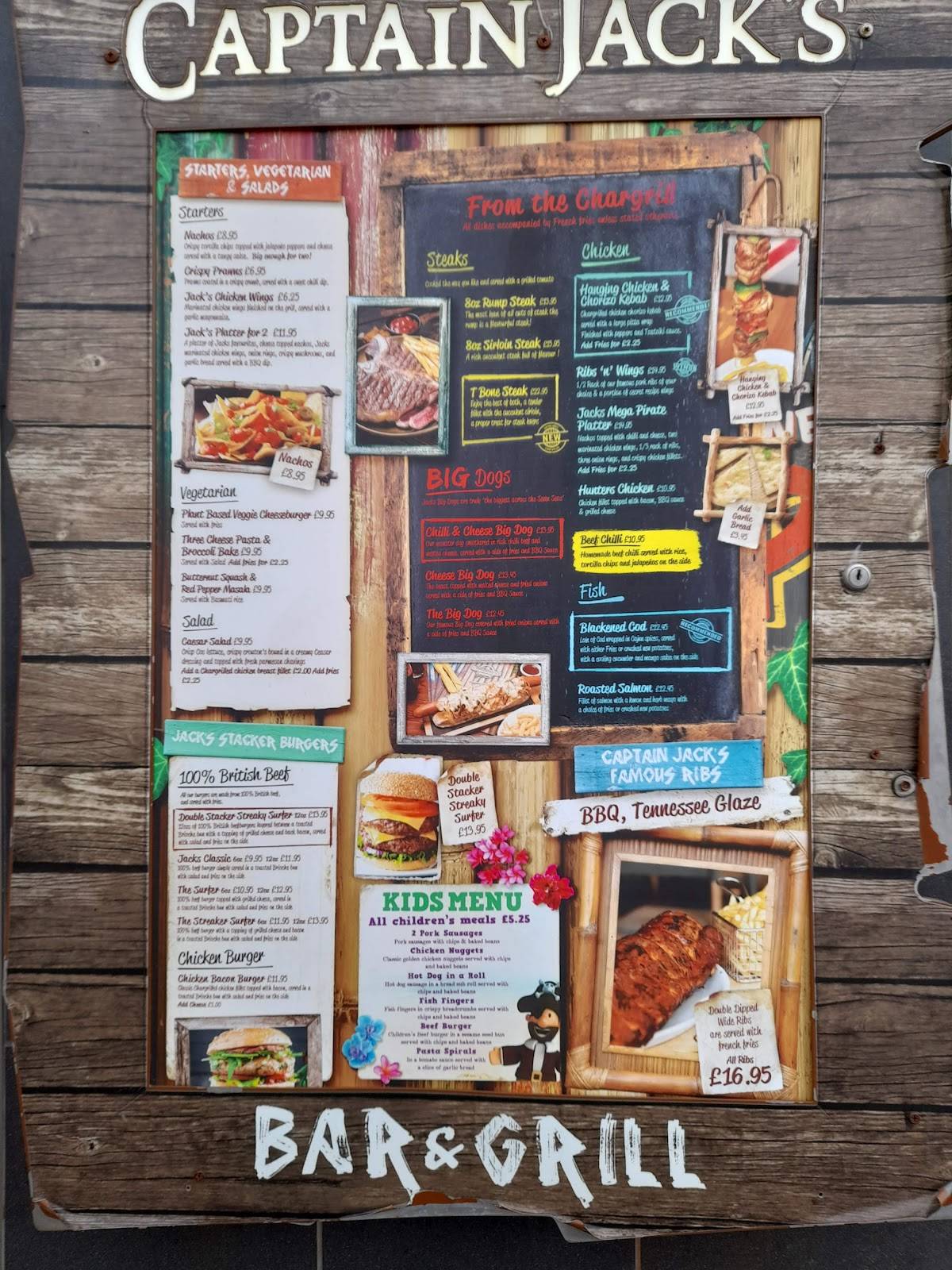 Menu at Captain Jack's Bar & Grill, Blackpool