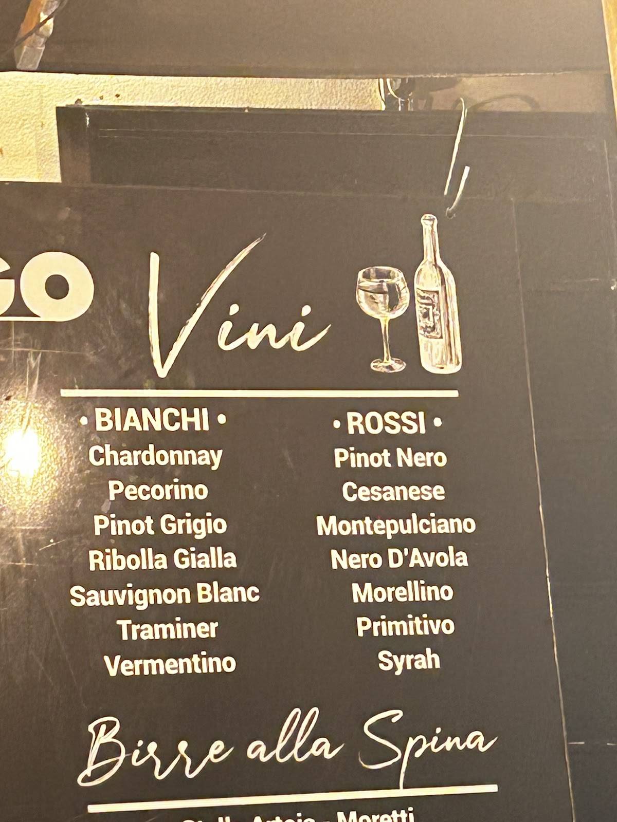 Menu di Cargo al Pigneto 