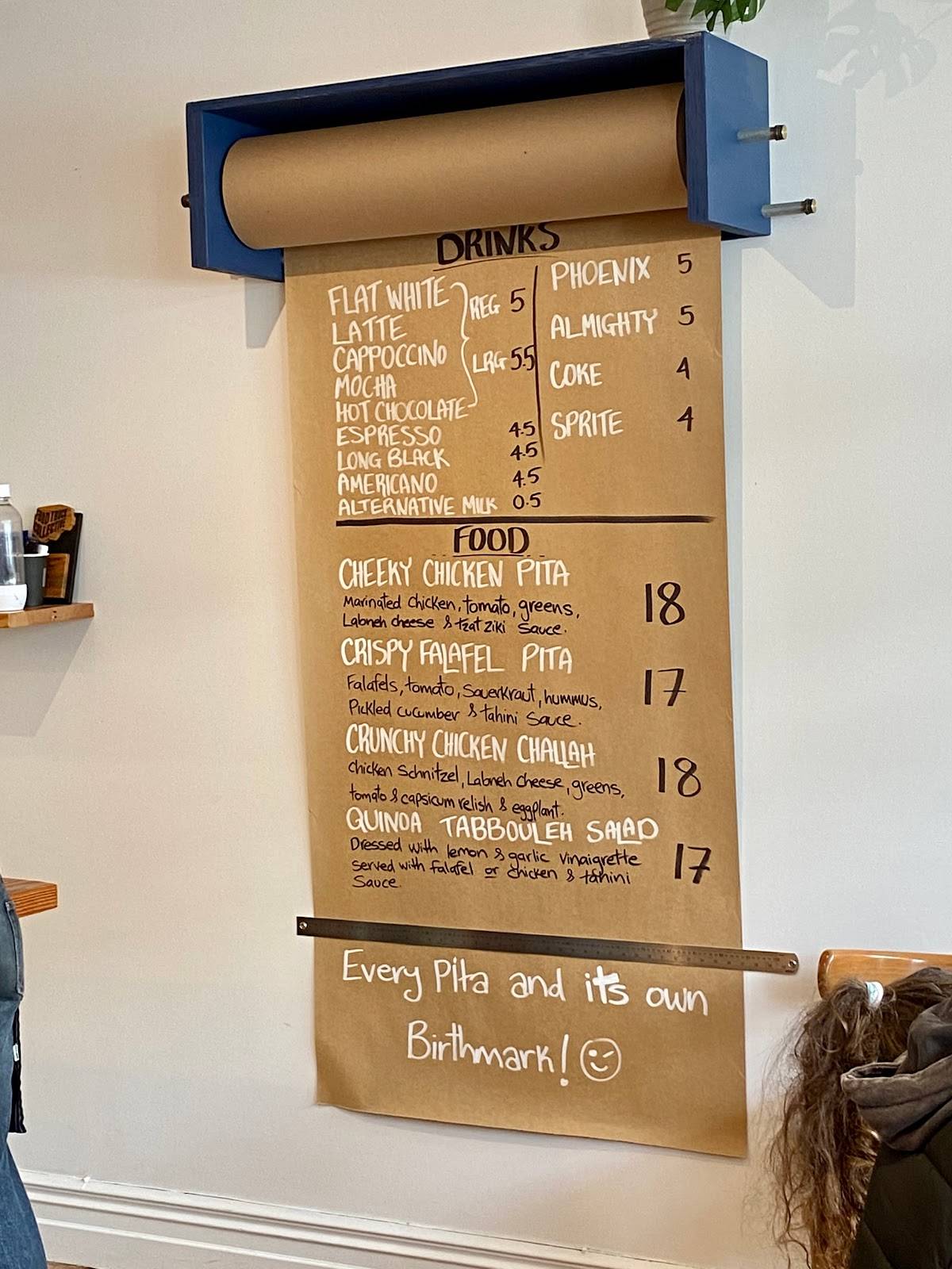 Menu at Carmel Israeli Street Food restaurant, Auckland