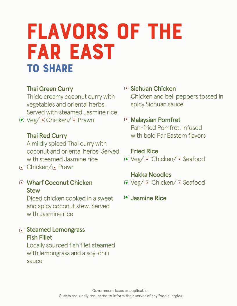 The Fishermans Wharf menu