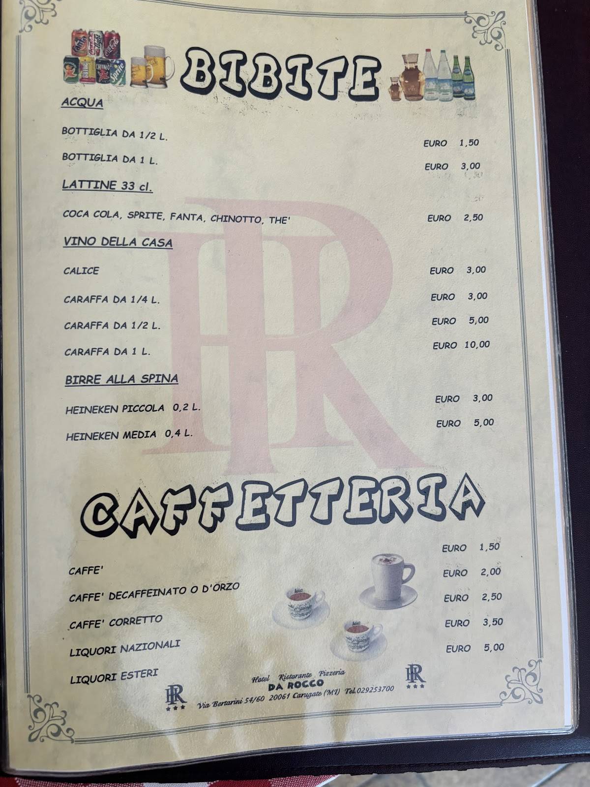 Menu di Da Rocco Ristorate Pizzeria 
