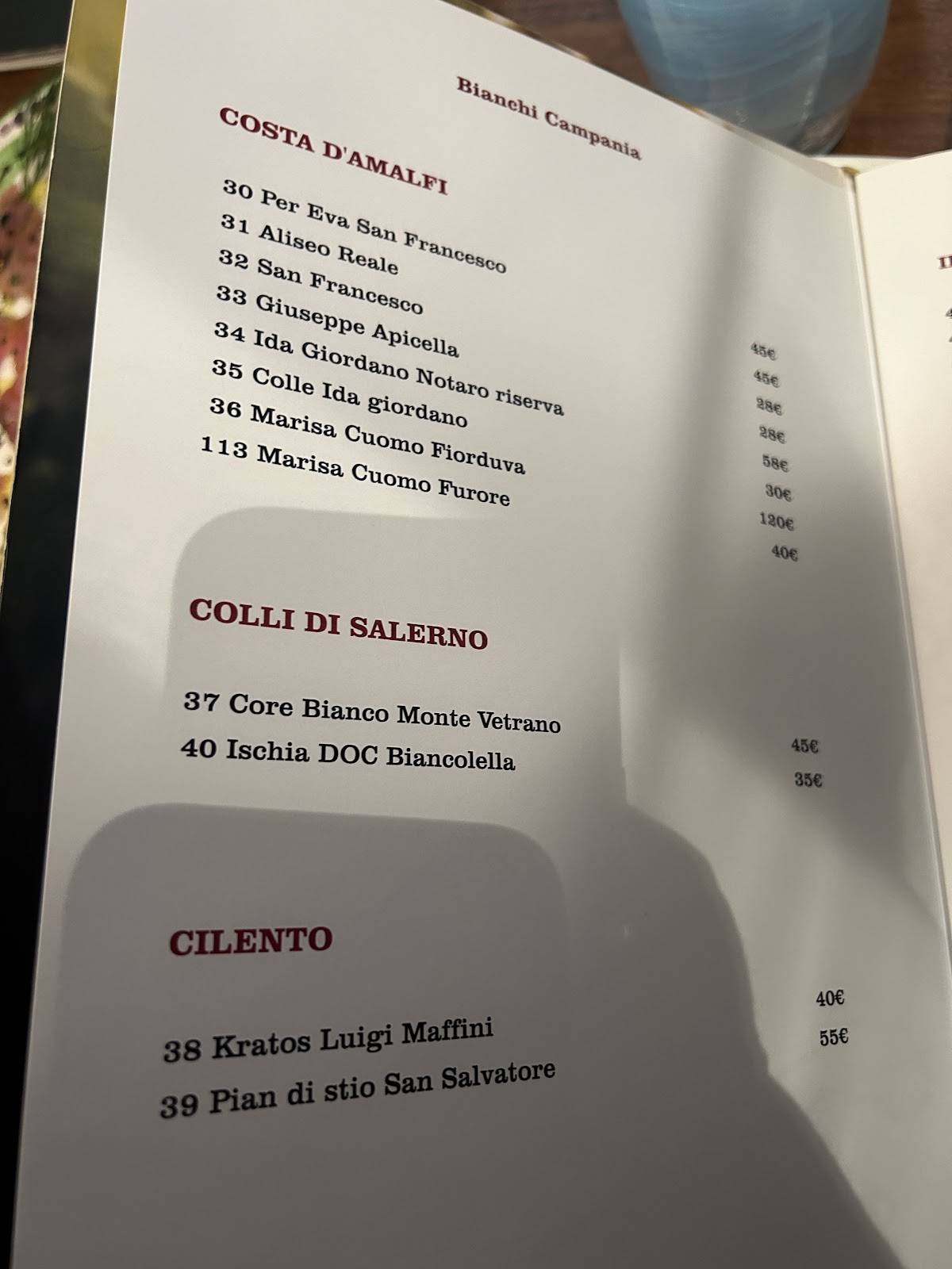 Menu di Casa Ferraiuolo Ristorante a Maiori Costiera Amalfitana 
