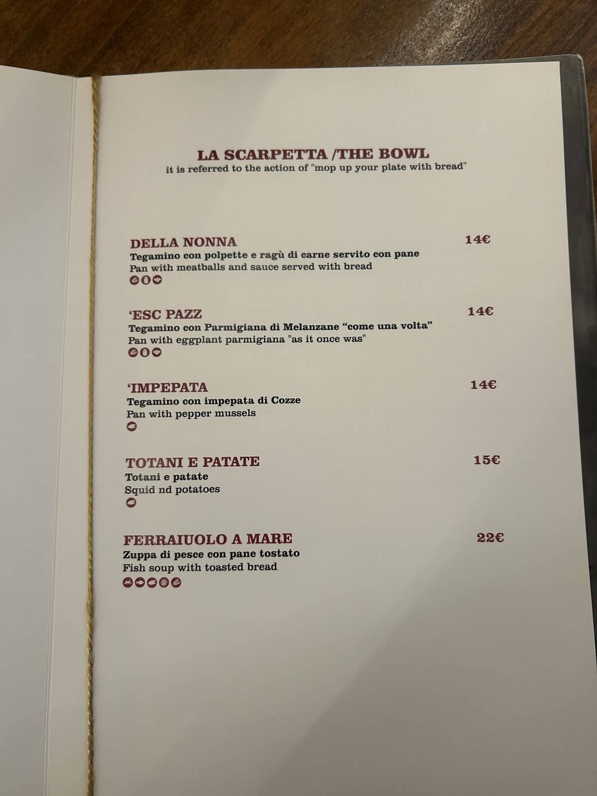 Menu di Casa Ferraiuolo Ristorante a Maiori Costiera Amalfitana 