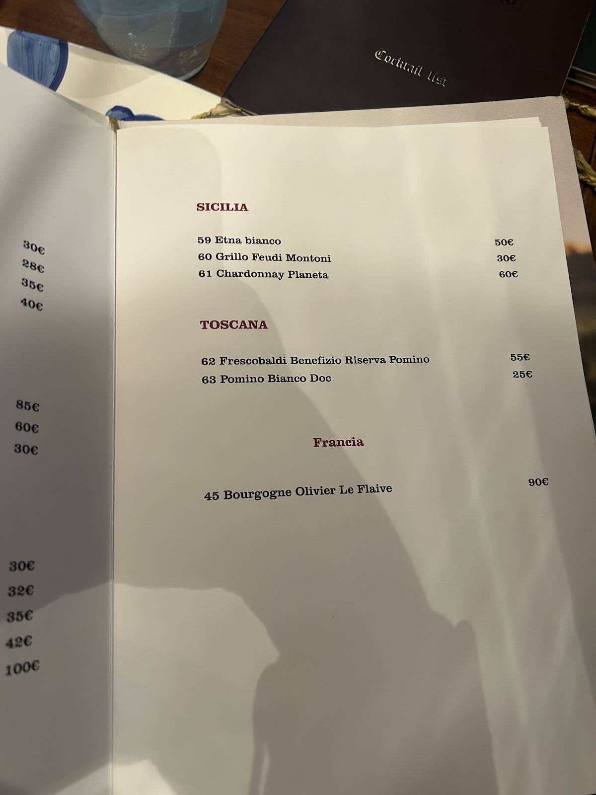 Menu di Casa Ferraiuolo Ristorante a Maiori Costiera Amalfitana 